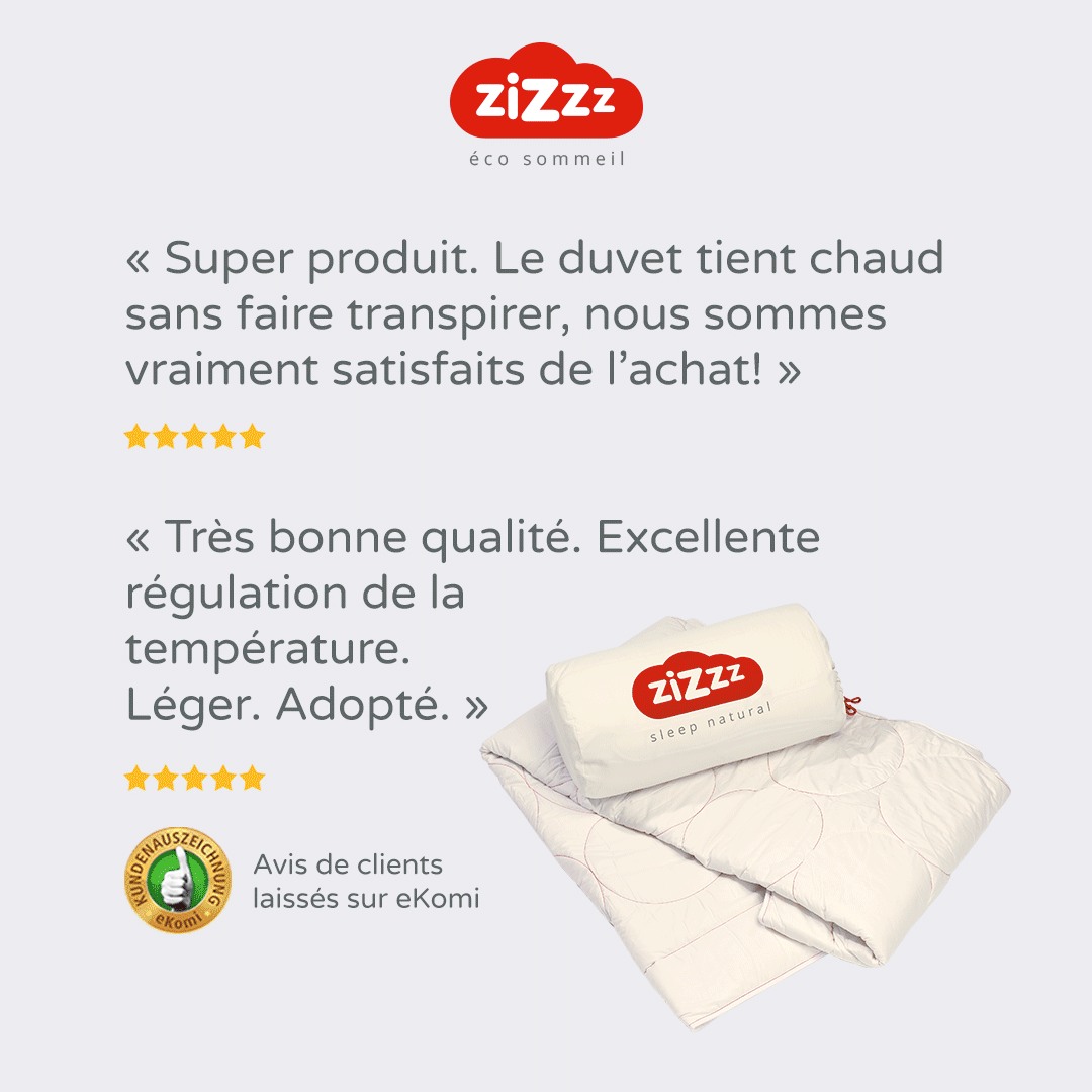 Couette en laine suisse et coton satin bio Zizzz éco sommeil